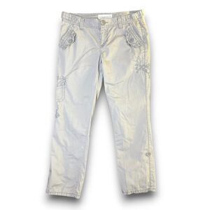 Y2K Aeropostale Embroidered Khaki Cargo Pants‎ Jrs Size 7/8 90s Retro Gorpcore